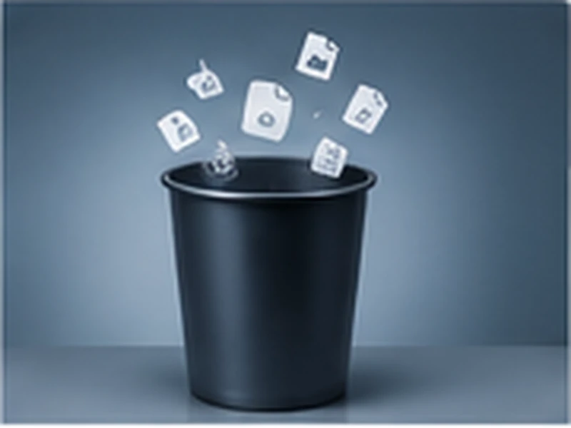 Files disappearing into a trash icon